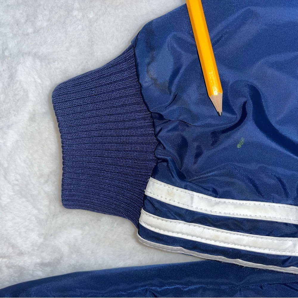 Vintage Adidas Reversible Hooded Bomber Jacket Boys XL Blue White Full Zip - Picture 16 of 16